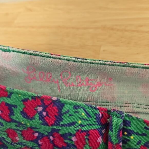 Lilly Pulitzer Women’s Size 10 Green Pink Purple Worth Skinny Mini Pants Stretch - Picture 3 of 10
